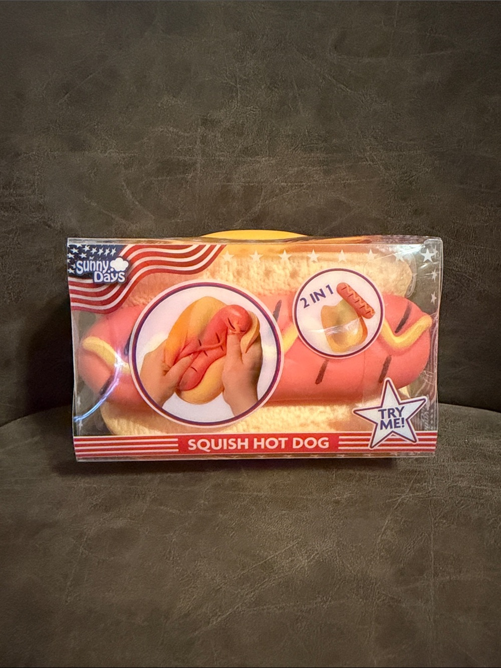 Brand New Sunny Days Squish Hot Dog Toy - 2-in-1 Squeeze Snack